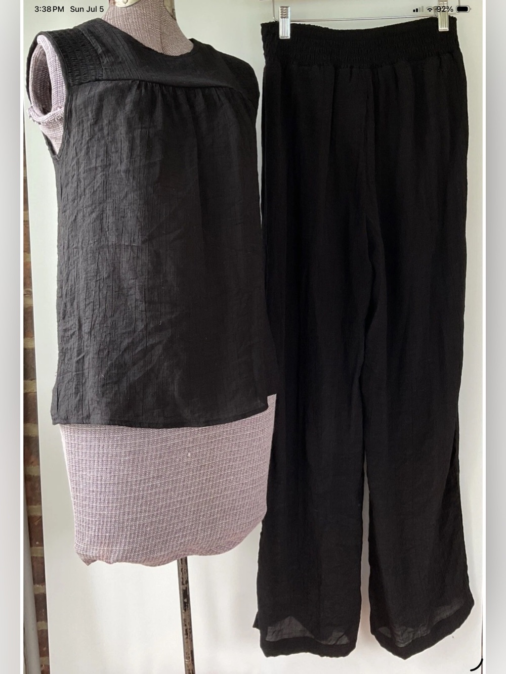 Nanette Lepore Black Wide-Leg Linen-Blend Pants